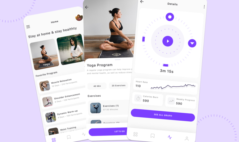 A yoga and exercise app with integration of wearables like Apple Watch and Fitbit to measure fitness data